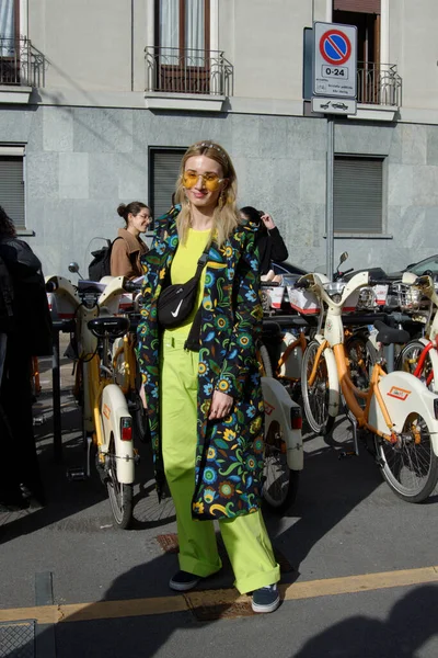 Platz Und Straßen Von Mailand Während Der Fashion Week Februar — Stockfoto