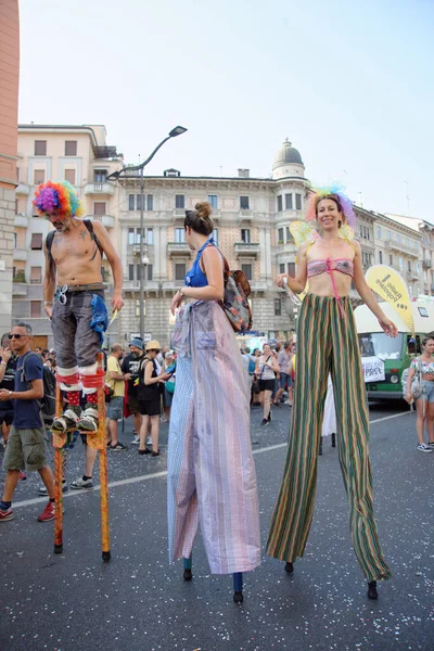 Tha Desfile Anual Milão Dedicado Mundo Dos Gays Lésbicas Milano — Fotografia de Stock