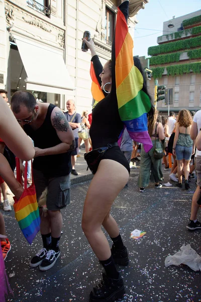 Milan Her Yıl Düzenlenen Milano Gurur Haftası Adanmış Eşcinsel Lezbiyen — Stok fotoğraf