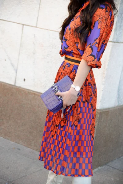 Portre, ünlü figür ve detaylar Milano Moda Haftası 'nda çekildi Şubat 2020' de, sokakta ve mekanlarda