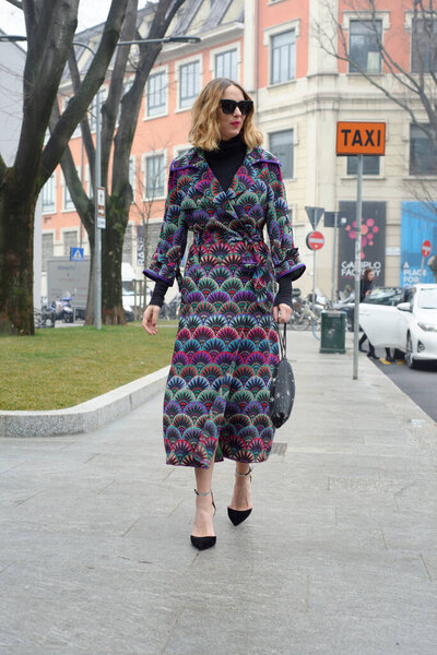 Candela Pelizza a public figure after fashion show during Milan Fashion Week 2017