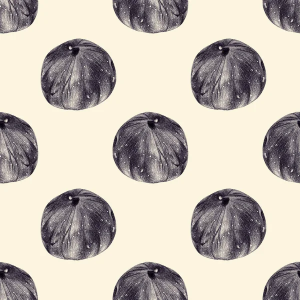 Seamless pattern with figs drawn by hand with pencil — Stock Photo, Image