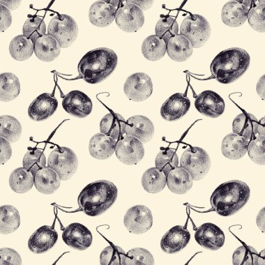 El ile kalemle çizilmiş üzüm ile Seamless Modeli