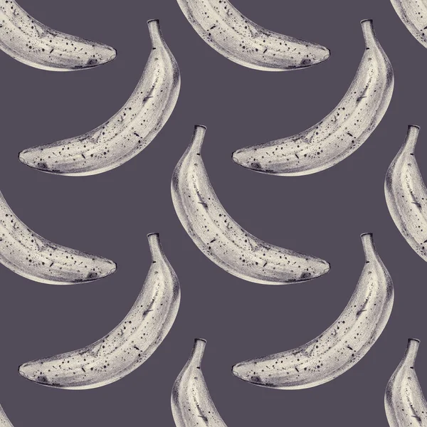 鉛筆で手書きのバナナとのシームレスなパターン — ストック写真