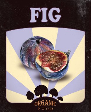  El ile renkli kalemle çizilmiş mavi incir ile el ilanı