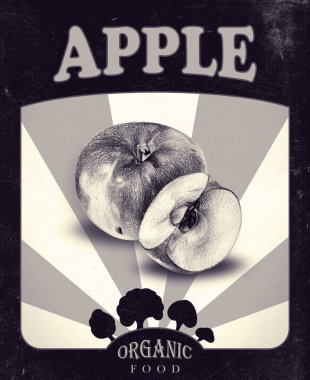  El ile kalemle çizilmiş elma ile el ilanı