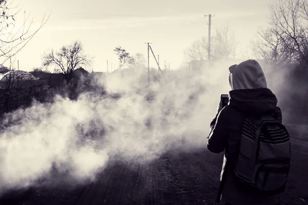 Village in smoke — Stock Photo, Image