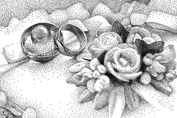 結婚指輪の枕の上のベクトル図. — ストックベクタ