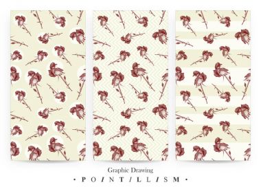  Dikişsiz desen kahverengi melez çay gül ve sarı çizgili beyaz arka plan üzerinde ayarla