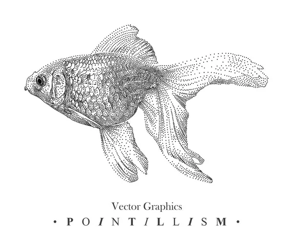 Vektorillustration mit von Hand gezeichneten Goldfischen — Stockvektor