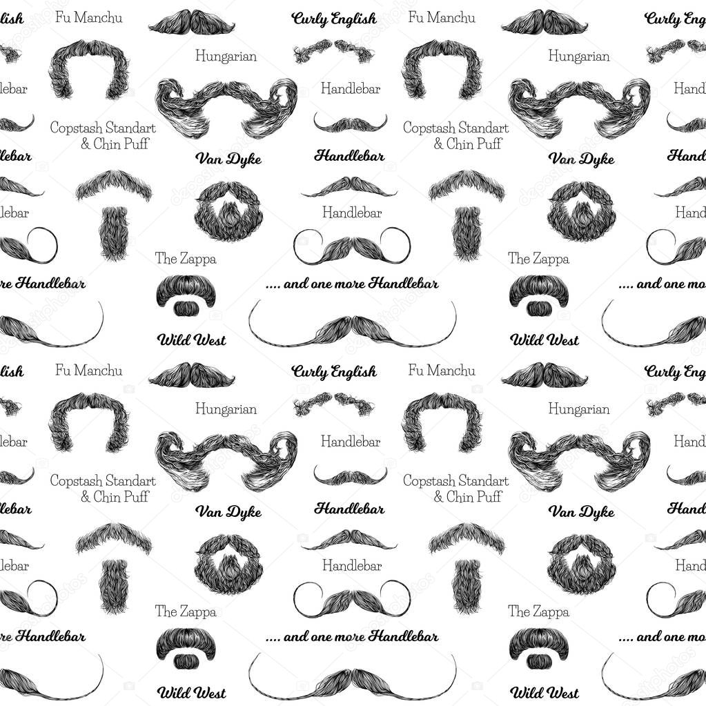  Vector seamless pattern with beards and mustaches