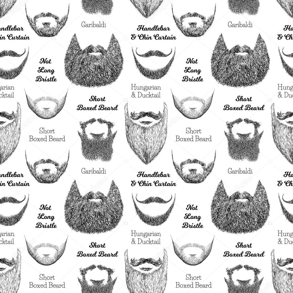  Seamless pattern with beards and mustaches