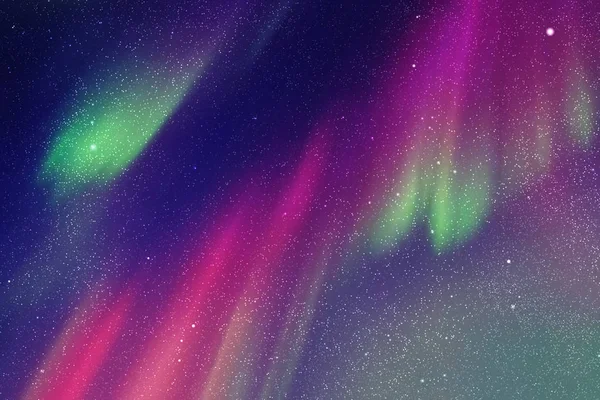 Illustrazione vettoriale con bellissimo cielo stellato e aurora boreale — Vettoriale Stock