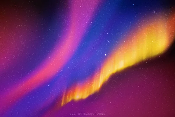 Vektorillustration Mit Wunderschönem Sternenhimmel Und Nordlichtern Abstrakter Farbenfroher Hintergrund Mit — Stockvektor
