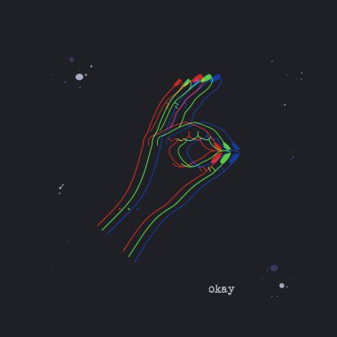 Tamam ya da mükemmel bir jest. Stereoskopik vektör eli iyi ya da mükemmel görünüyor. 3D stereo efektli bir arka plan. Poster veya baskı tasarımı için vücut dili ile arıza illüstrasyonuName