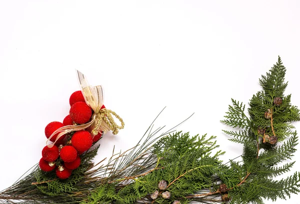 Vánoční ozdoby složení shora — Stock fotografie