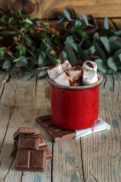 Hrnek s horkou čokoládu s marshmallow — Stock fotografie