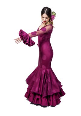 güzel elbise, genç flamenko dansçısı portresi 