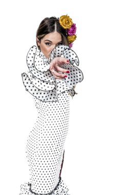 güzel elbise, genç flamenko dansçısı portresi 