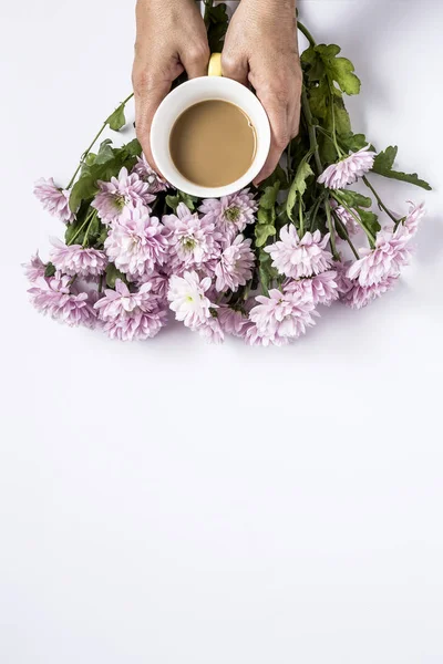 Patrón floral con varias flores de colores y café — Foto de Stock