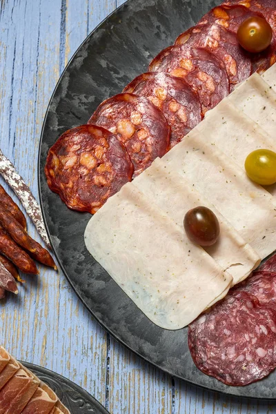 Sortimento de salsichas típicas de Espanha — Fotografia de Stock