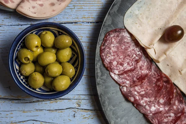 Assortimento di salsicce tipiche della Spagna — Foto Stock