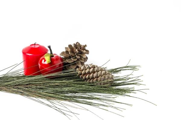 Kerst ornamenten. Ballen. Speelgoed. Santa claus; Kaarsen; Geschenken; — Stockfoto