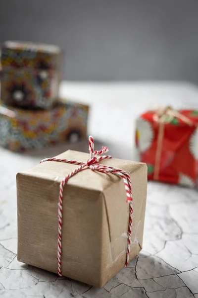Karácsonyi ajándék dobozok háttere — Stock Fotó