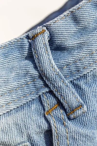 Details of blue jeans in zipper, pockets — Stock Photo, Image