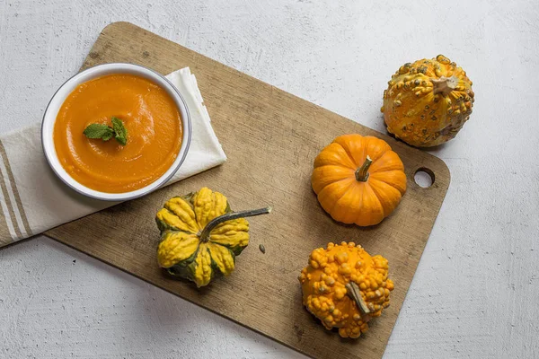 Pumpkin cream on bowl — Stock Photo, Image