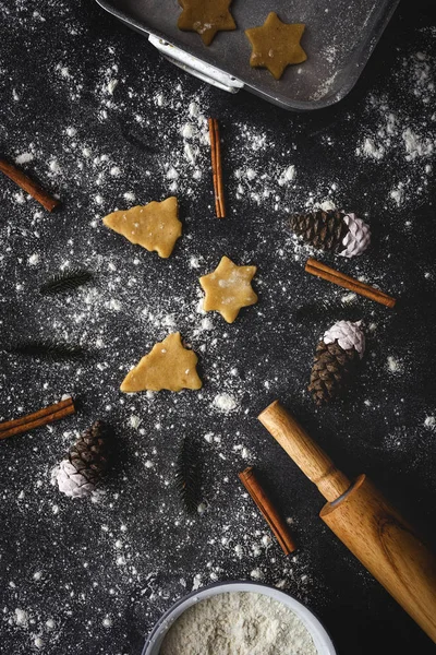 Noel için zencefilli kurabiye hamuru — Stok fotoğraf
