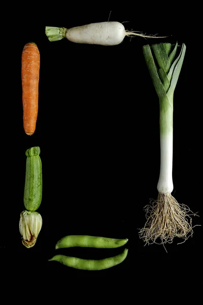 Fresh vegetables knolling composition on white background — Stock Photo, Image