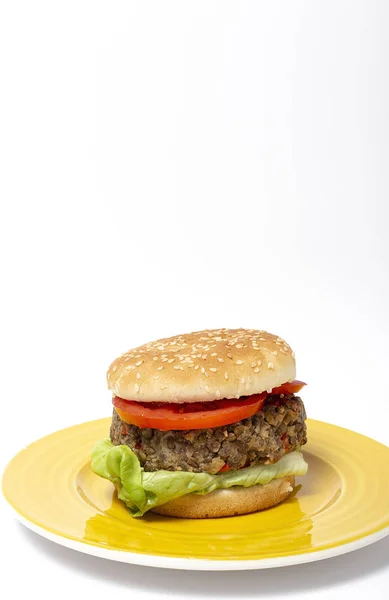 Homemade Vegan Lentil Burger — Stock Photo, Image