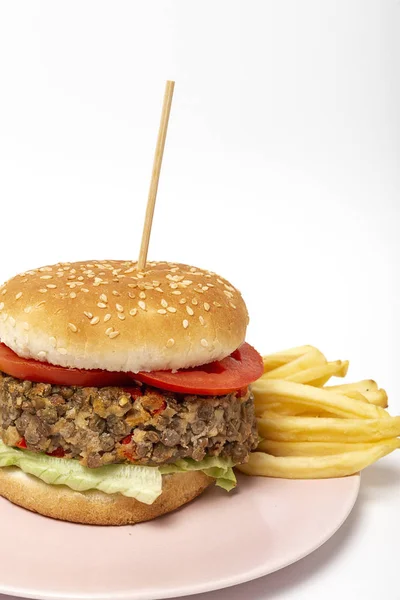 Homemade Vegan Lentil Burger — Stock Photo, Image