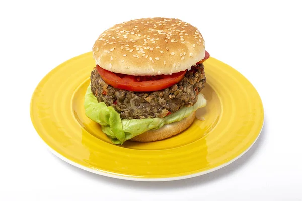 Homemade Vegan Lentil Burger — Stock Photo, Image