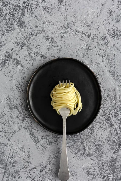 Homemade Spaghetti Tomato Basil Sauce Seen Gray Background Italian Pasta — Stock Photo, Image