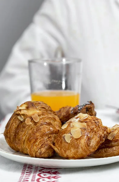 Unrecognizable Woman Eating Breakfast Her Pajamas Home Quarantined Coronavirus Covid — Stock Photo, Image