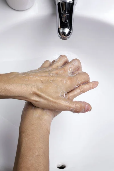 Laver Désinfecter Les Mains Prévention Coronavirus Laver Les Mains Avec — Photo