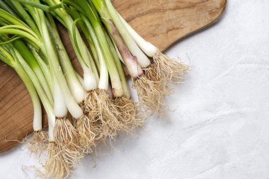 Beyaz arka planda taze kırmızı ve beyaz soğan. Vejetaryen yemeği. Yiyecek.