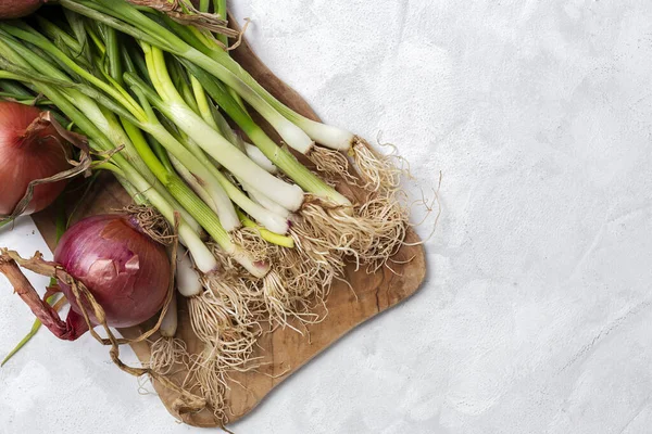 Bawang Merah Dan Putih Segar Pada Background Vegan Food Food — Stok Foto