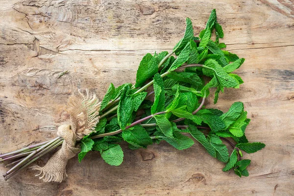 Assortment Fresh Aromatic Herbs Old Wood Background Parsley Mint Thyme — Stock Photo, Image