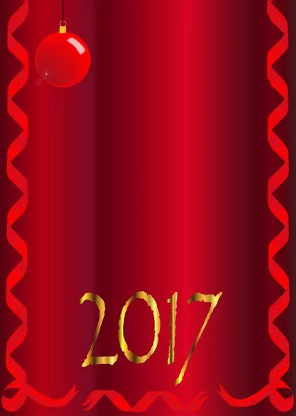 2017 Ribbon and Bauble — Stock Vector