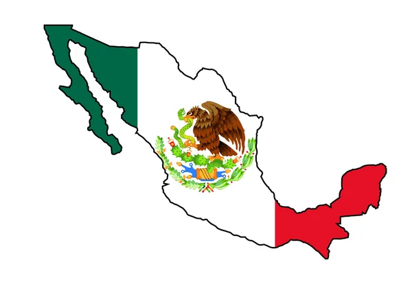 Mapa da Bandeira do México Silhueta — Vetor de Stock