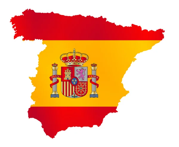 Silhouette Flag Map Of Spain — Stock Vector