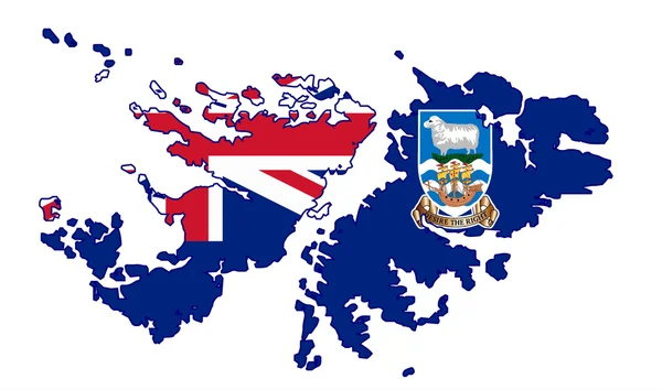 Falklandsöarna Silhouette flagga karta — Stock vektor