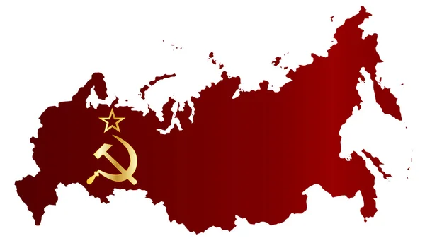 Russian Red Flag Silhouette Map — Stock Vector