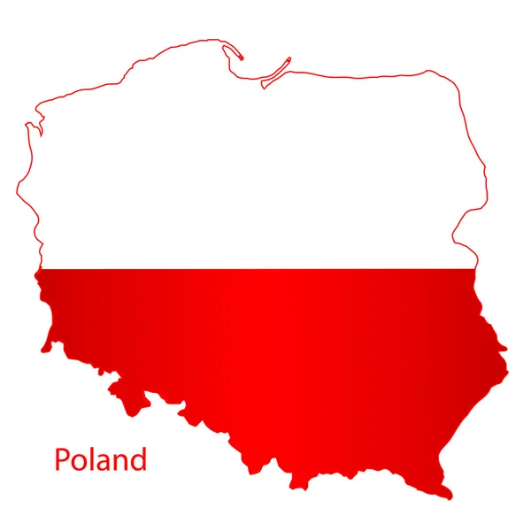 Carte du drapeau de la Pologne Silhouette — Image vectorielle