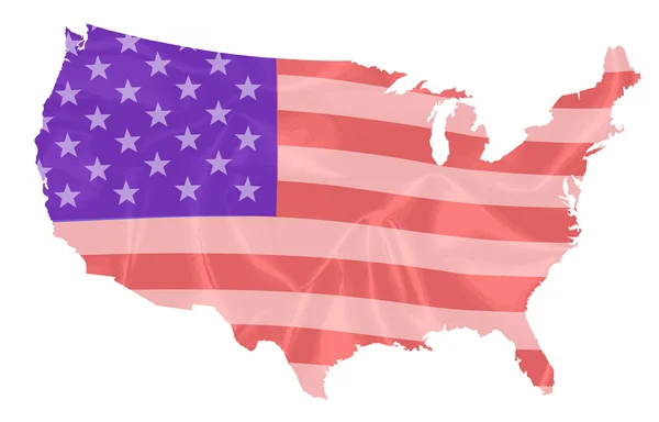 USA Carte Silhouette Drapeau en soie — Image vectorielle