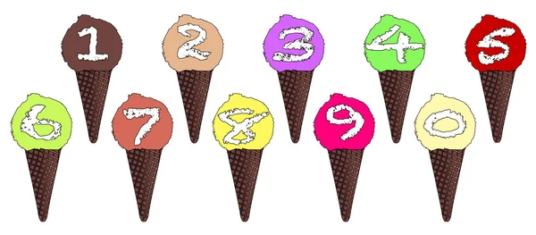 Numero coni gelato — Vettoriale Stock