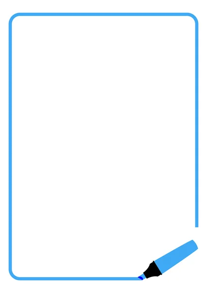 Mavi vurgulayıcı sayfa kenarlığı — Stok Vektör